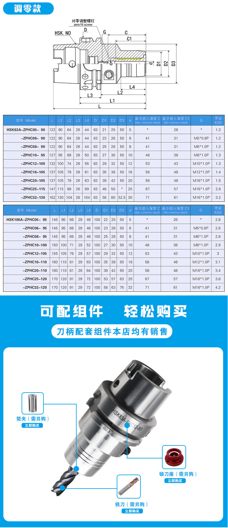 HSK-A-PHC液壓刀柄調(diào)零款